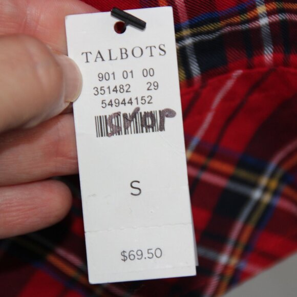 Talbots Red Tartan Plaid Top Women's Size S Button Down Shirt NEW Cotton - Picture 10 of 11